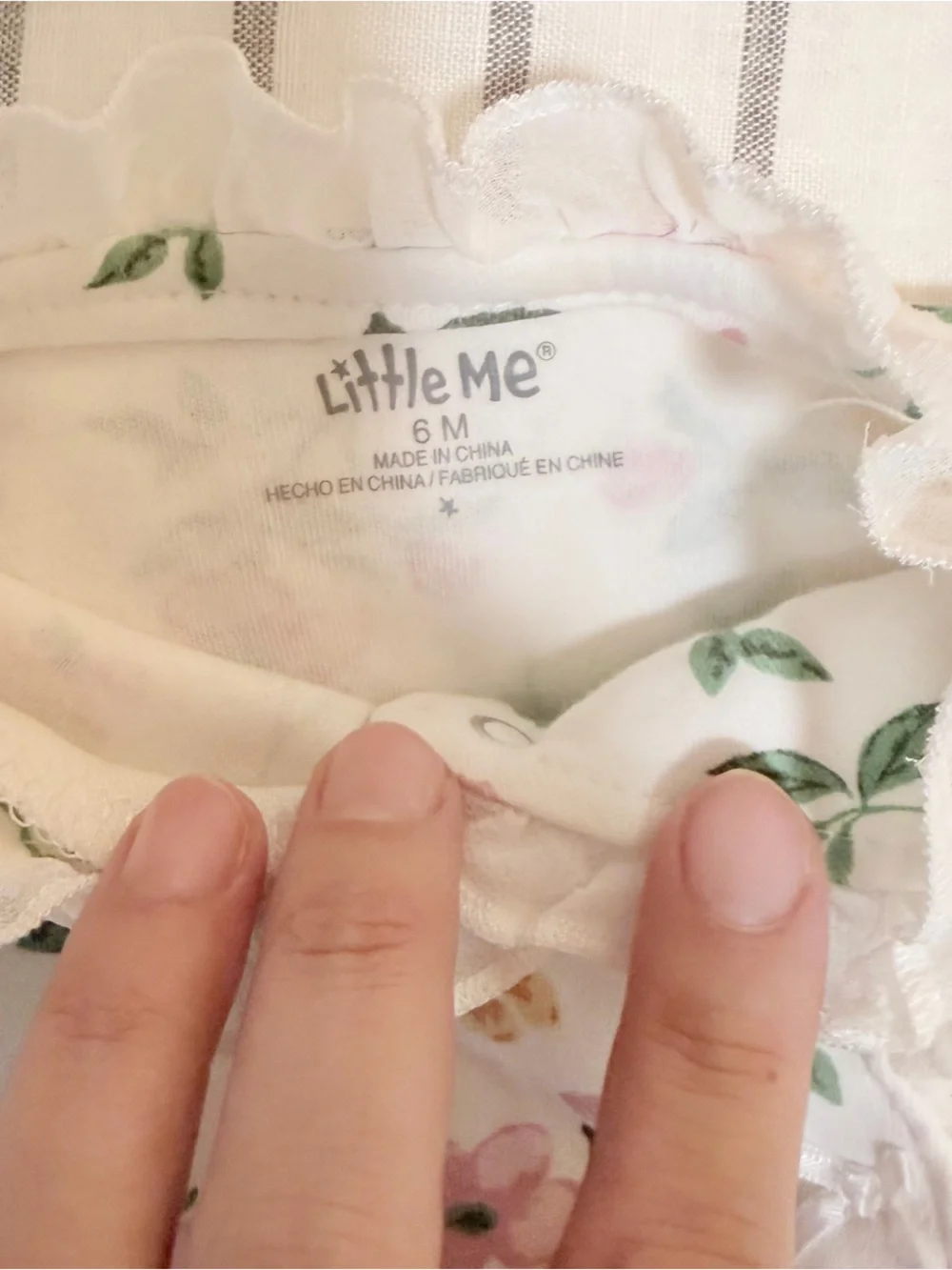 Little Me White Pajama Set with Pink Floral Print